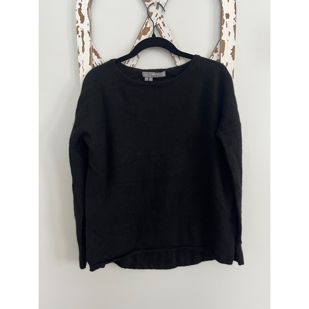 360 Sweater 100% Cashmere Womens XS Crewneck Black